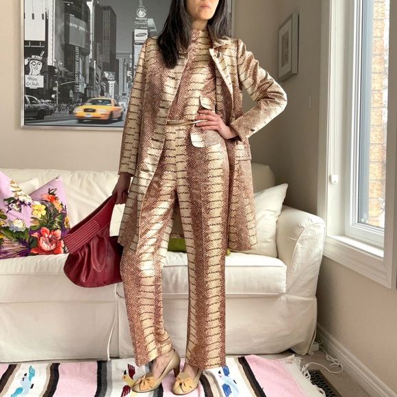 Miss Renfrew Pants - Vintage Miss Renfrew at Holt Renfrew reptile print jumpsuit